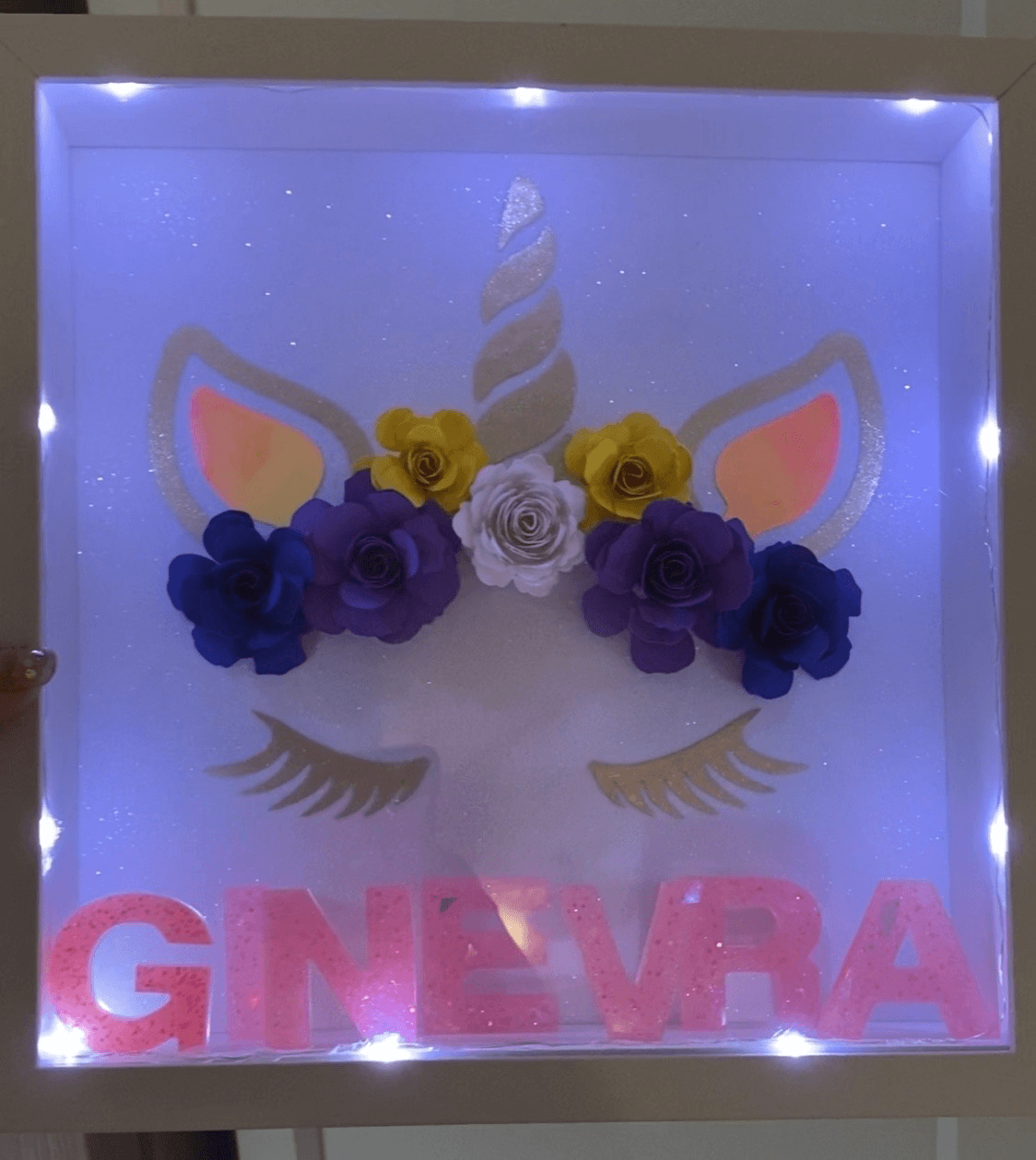 Shadow box Unicorno con nome in resina - immagine 3