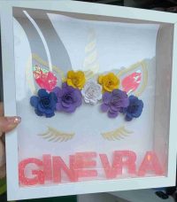Shadow box Unicorno con nome in resina