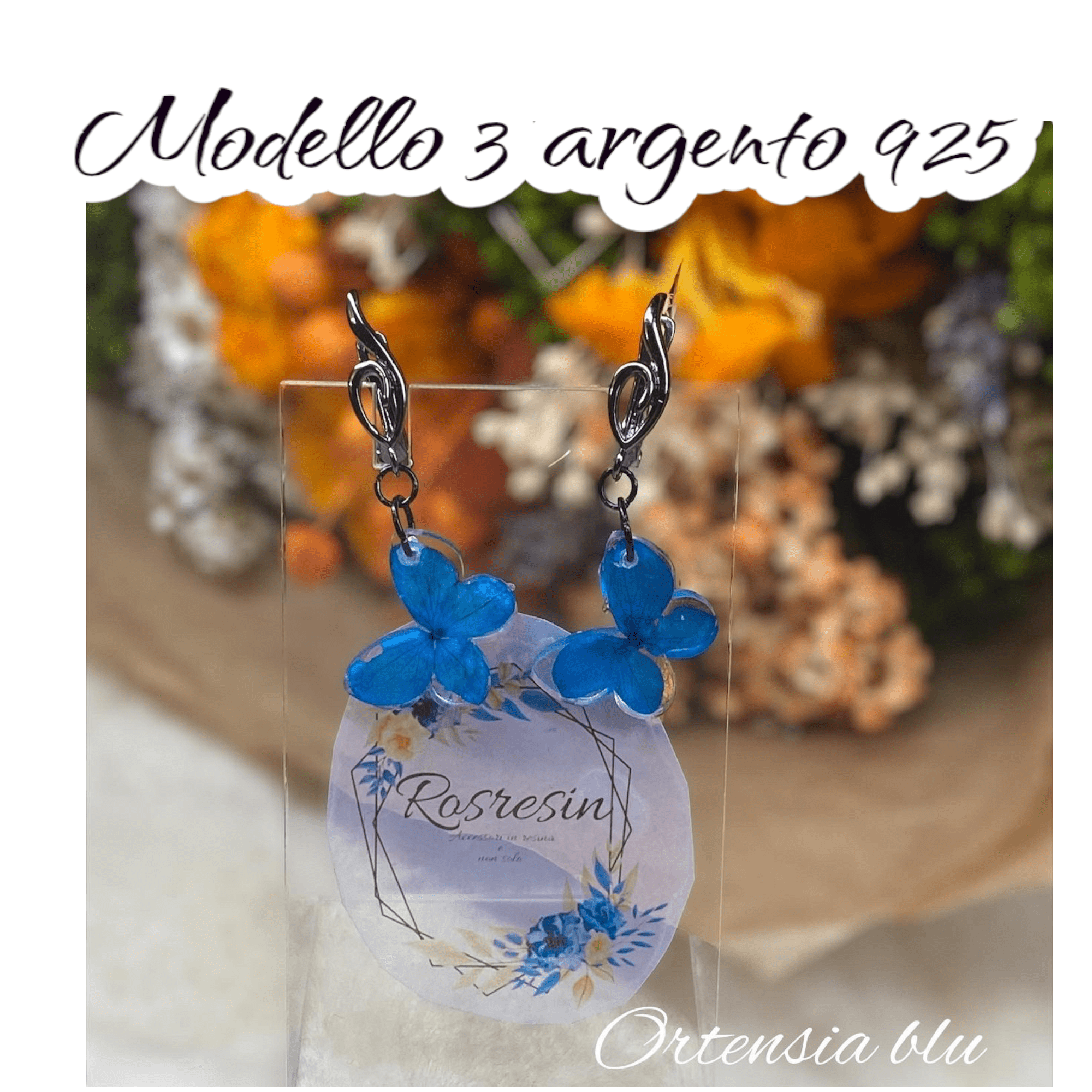 Orecchini Ortensia in resina - immagine 4