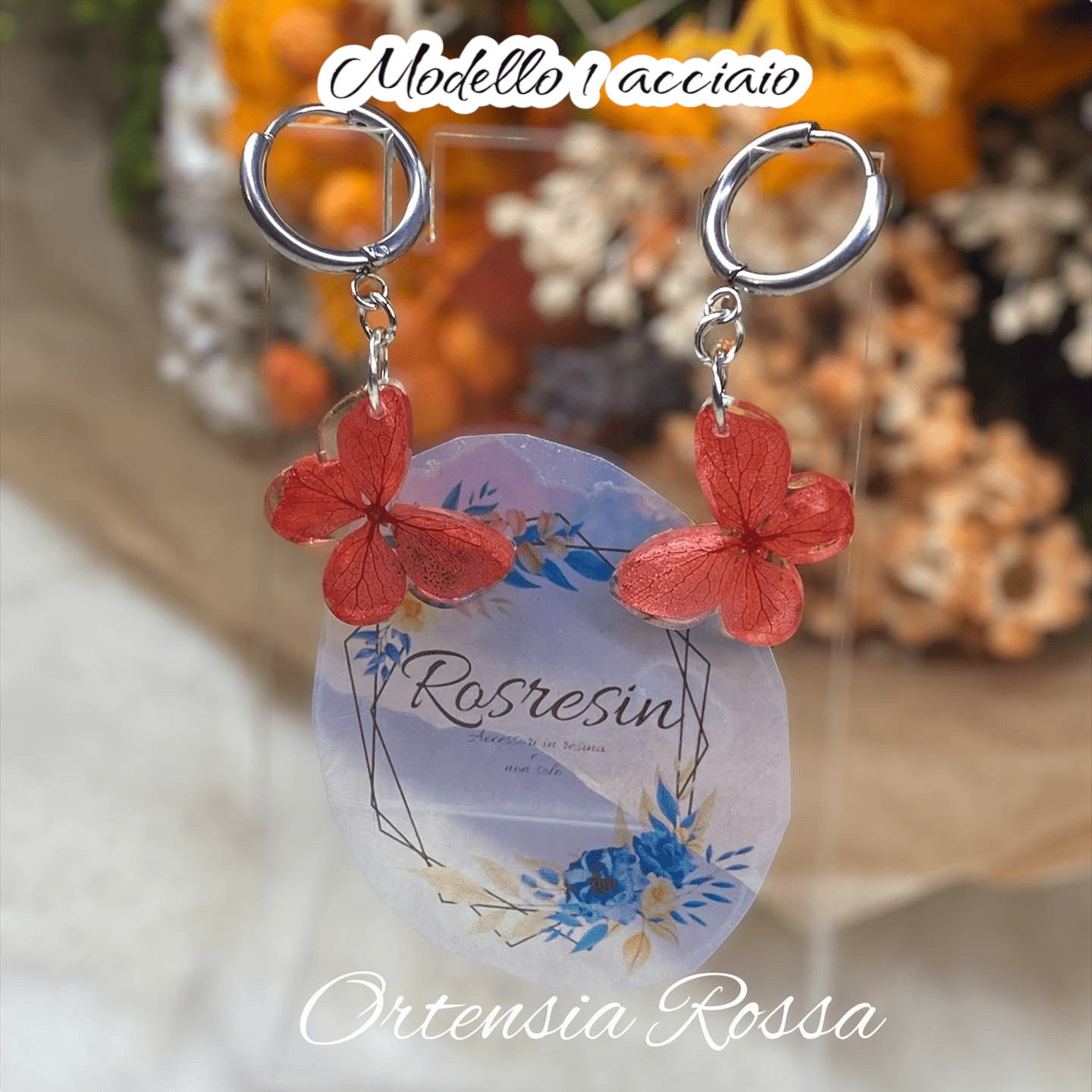 Orecchini Ortensia in resina - immagine 2