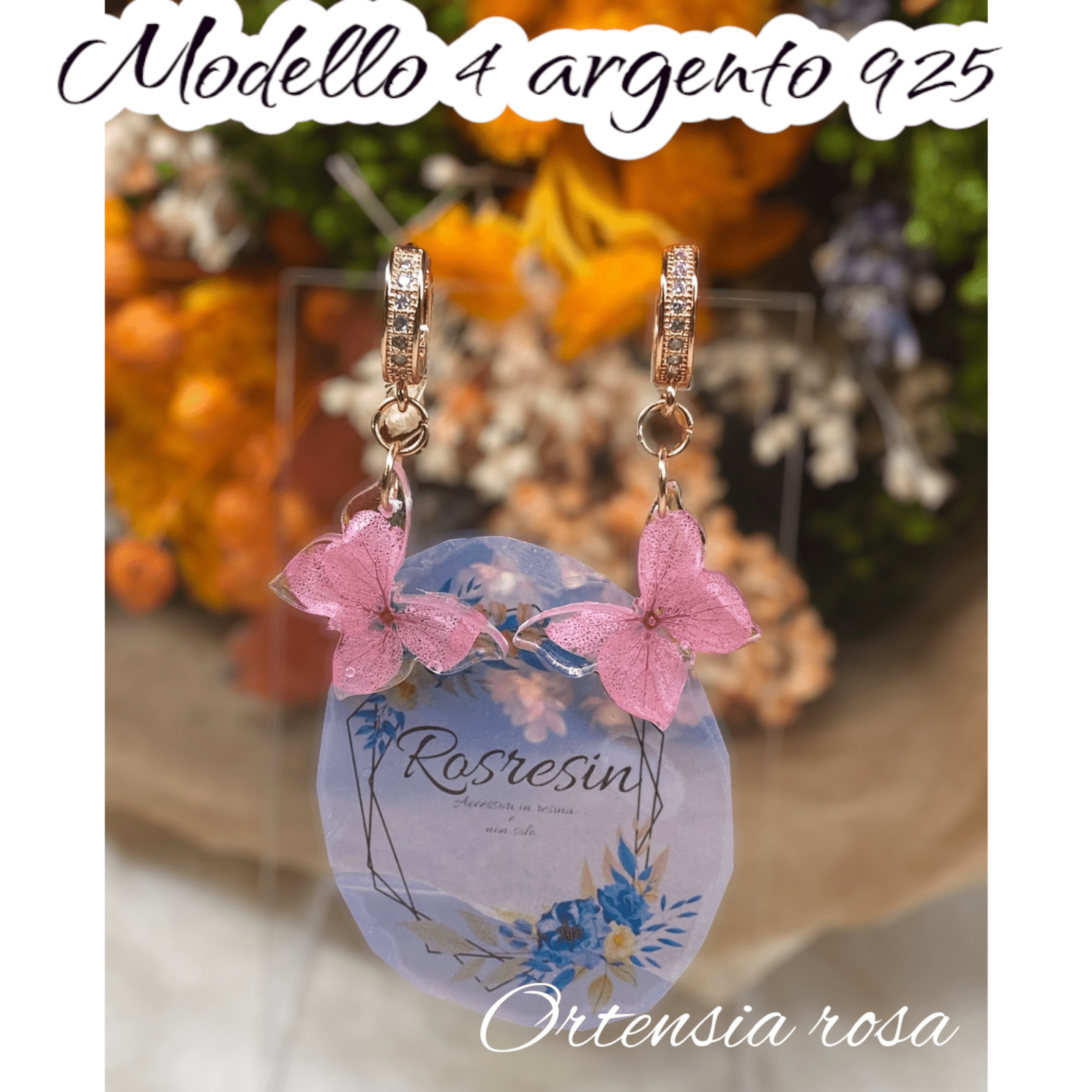 Orecchini Ortensia in resina - immagine 5