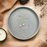 Orecchini cuore watercolor  con catenella oro